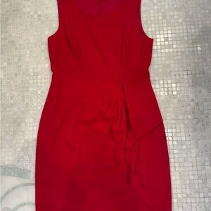 Calvin Klein Red Sleeveless Sheath Midi Dress